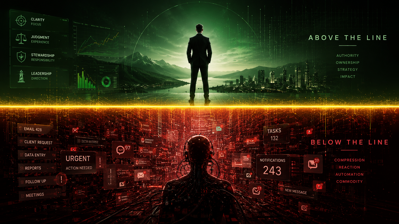 AI informs. You decide.  Control lives above the line.